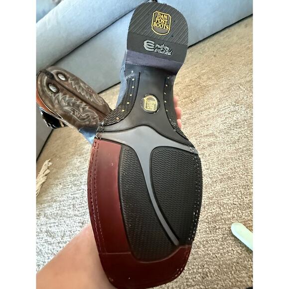 NEW Dan Posts Duece Cowboy Boots Size 10 Blqck/Brown/Blue/White Leather Sq Toe - Picture 6 of 8